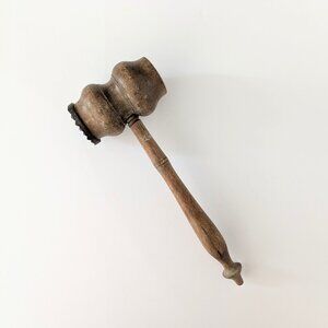 Vintage Wooden Mallet with Metal Head Meat Tenderizer